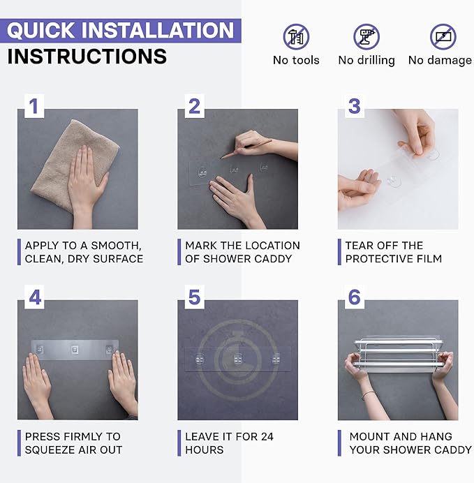 KINCMAX Premium Shower Caddy with Soap Holder, 2-Pack Adhesive Organizer, No Drill Bathroom Shelves, Rustproof Stainless Steel Shelves for Inside Shower, Storage Rack, Silver