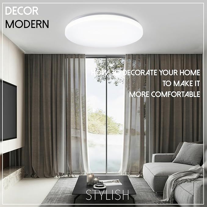 Hamilyeah 48W Flush Mount Ceiling Light, 20 inch LED Ceiling Light Fixture, 5000K Daylight Simple Close to Ceiling Light for Living Room, Dining Room, Bedroom, Hotel, Office