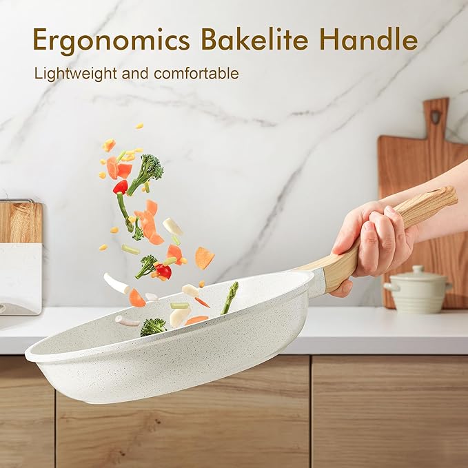 SENSARTE Nonstick Ceramic Frying Pan Skillet, 12.5 Inch Omelet Pan, Healthy Non Toxic Chef Pan, Induction Compatible Egg Pan with Heat Resistant Handle, PFAS-Free, White