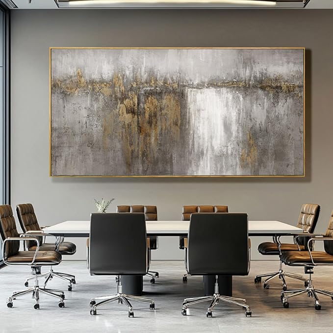 SDYA Abstract Wall Art for Living Room Modern Art Prints 29"x58" Pictures for Dining Room Wall Gold and Grey Photo Printing for Hotel