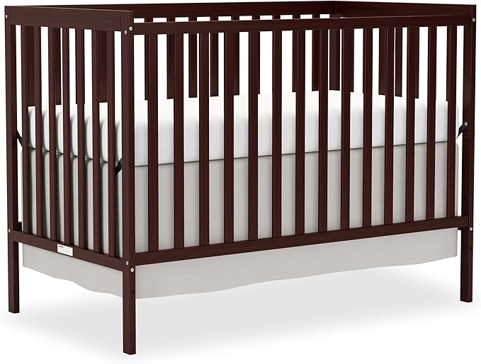 Baby Crib 5-in-1 Convertible, Wooden Nursery Cribs Converts to Toddler Bed, Daybed and Full Size Bed, 3 Adjustable Base, Non-Toxic Finish (Espresso)