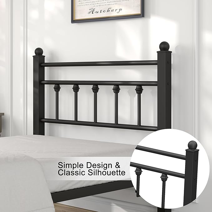 Full Bed Frame with Smart LED Lights, Storage Headboard and USB Charging Station,Heavy Duty Wooden Slats, No Box Spring Needed, Noise Free, Easy Assembly (Retro Black, Twin)