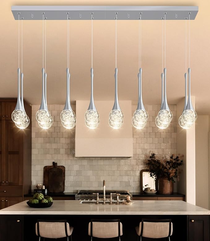 16 Lights Modern Glam Crystal Chandelier for High Ceiling LED Dimmable Pendant Light for Staircase Foyer Enterway Living Room Chandelier Lighting Silver