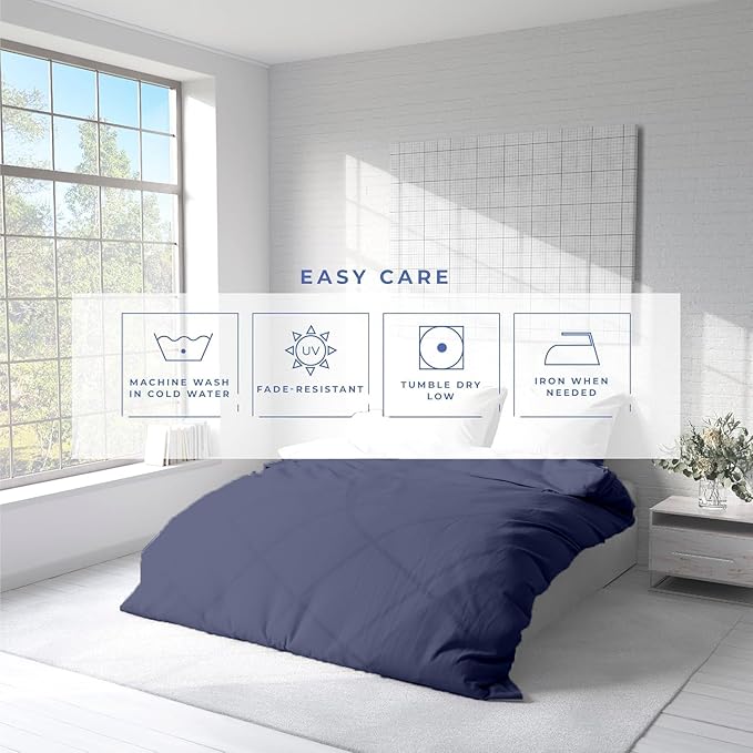 Kotton Culture 1 Pc King Size Duvet Cover Only -100% Egyptian Cotton Sateen 600 Thread Count Ultra Soft Premium Durable Comforter Cover Zipper Closure & Corner Ties (Mediterranean Blue, King 102"x94")