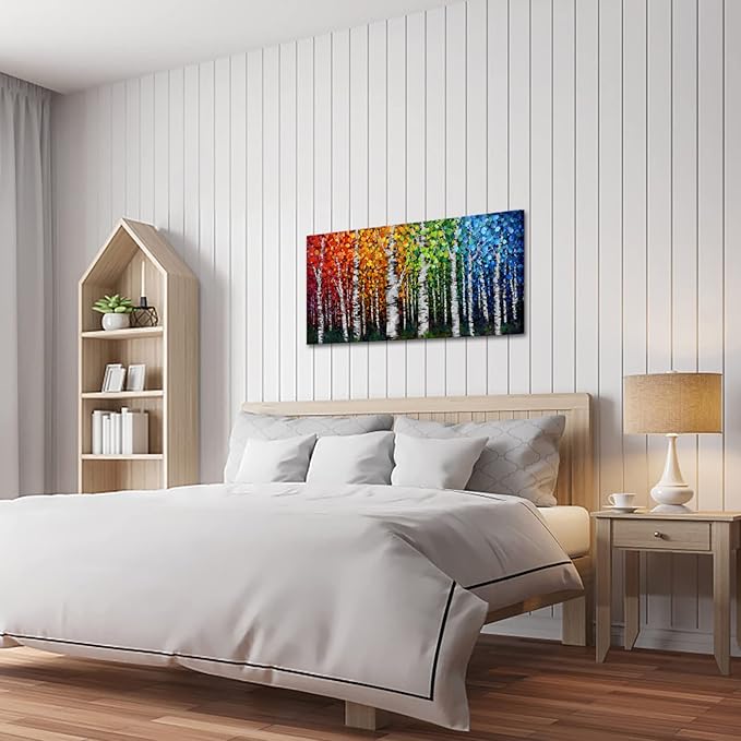 Abstract Colorful Tree of Life Painting Canvas Wall Art Big Tree Branches Picture Poster Prints for Living Room Home Decor Wrapped Ready to Hang 20x40Inch