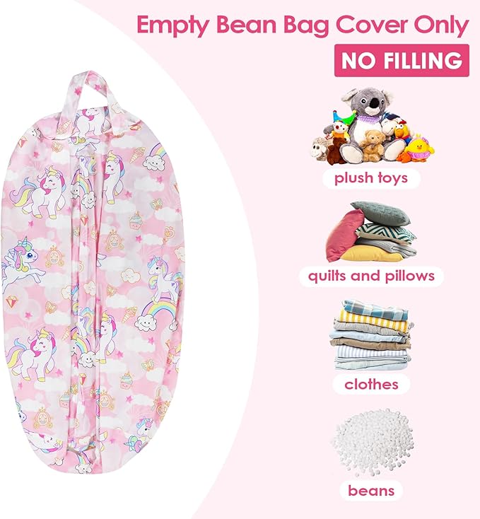 Bean Bag Chair for Kids Stuffed Animal Storage Beanbag Chairs,Toddler Toy Storage Organizer for Girls and Boys,Large 32'' Cover Only（No Filling)