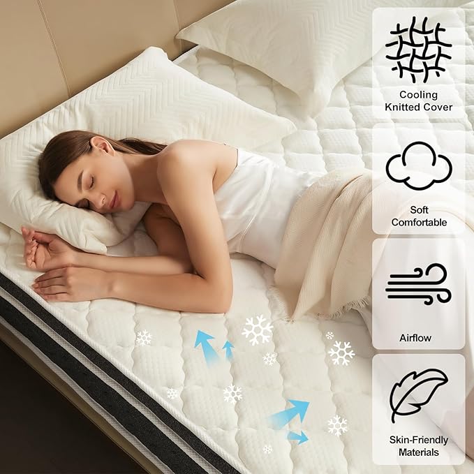 Queen Mattress 12 Inch Hybrid Mattress Queen Size - Memory Foam & Individually Pocket Coils Springs | Pressure Relief | Motion Isolation, Edge Support | CertiPUR-US Certified | Medium Firm