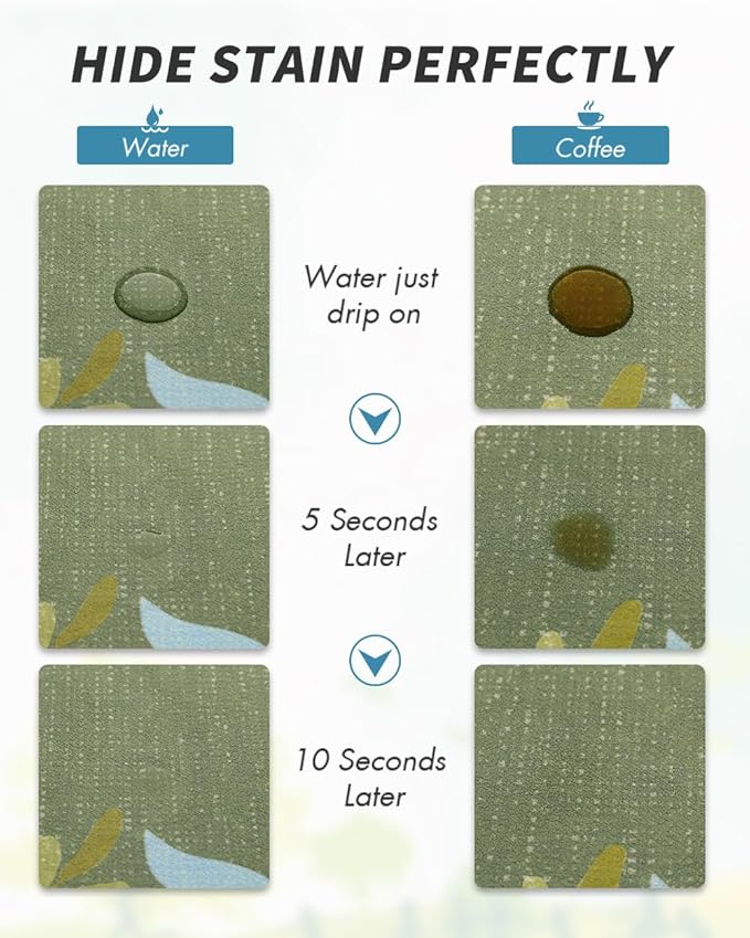 AMOAMI Coffee Mat - Hide Stain Rubber Backed Absorbent Dish Drying Mat for Kitchen Counter - Bar Accessories Fit Under Coffee Maker, Espresso Machine, Dish Rack - Floral Green 16x24