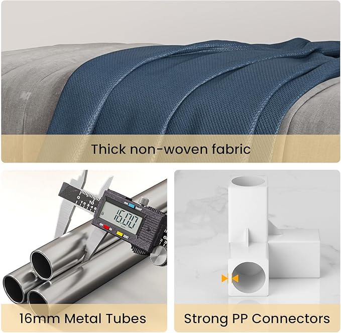 Portable Wardrobe with 4 Drawers and 3 Shelves, 67 Inch Large Capacity Freestanding Wardrobe Hanging Organizer with Lid for Bedroom, Blue