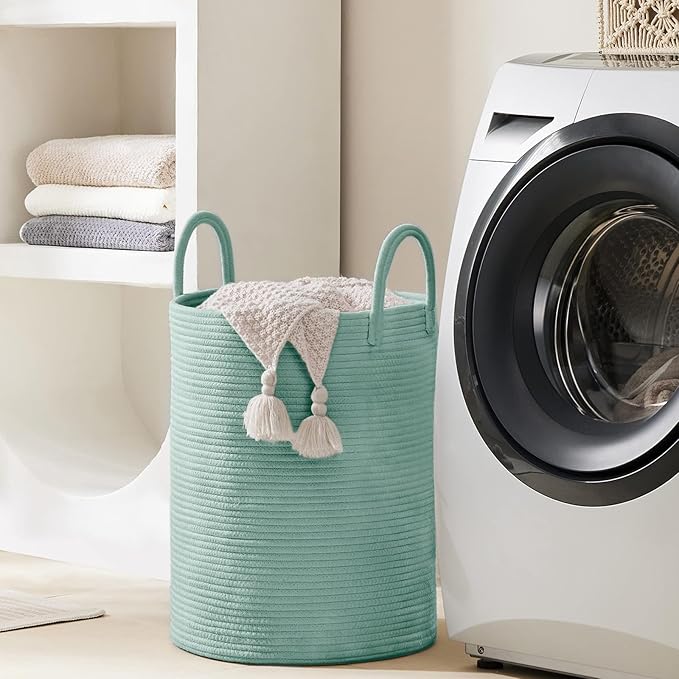 Laundry Hamper Basket, Woven 58L Tall Laundry Basket for Blanket Organizer- Nursery Hamper for Bedroom And Bathroom Storage