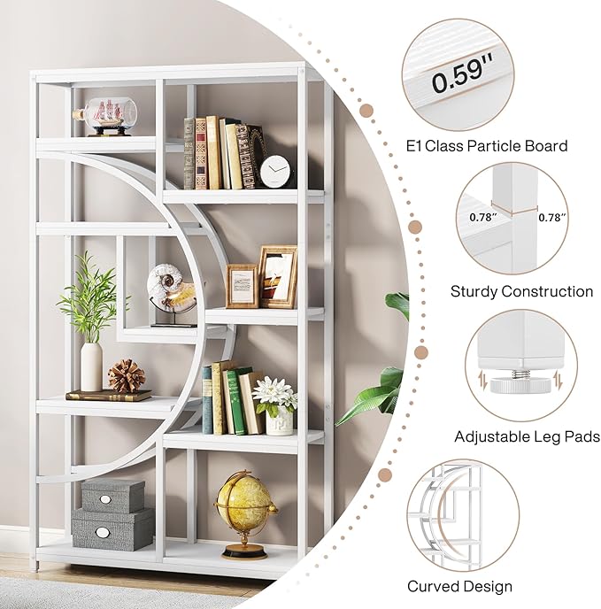 Tribesigns Bookshelf Industrial 5 Tier Etagere Bookcase, Freestanding Tall Bookshelves Display Shelf Storage Organizer with 9-Open Storage Shelf for Living Room, Bedroom