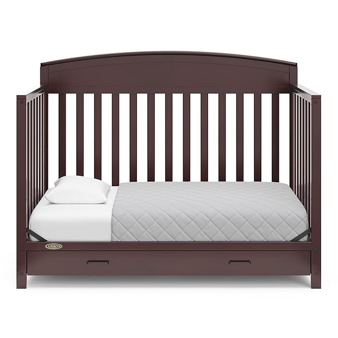 Graco Benton 5-in-1 Convertible Crib with Drawer (Espresso) - Converts from Baby Crib to Toddler Bed, Daybed and Full-Size Bed, Fits Standard Full-Size Crib Mattress, Adjustable Mattress Support Base