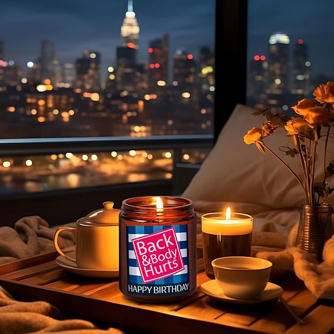 Funny Happy Birthday Candle Gifts for Women Men - Fun Relaxing 30th 40th 50th 60th Birthday Presents - Soy Calming Candle for Home - Sea Salt Jasmine Essential Oil Spa Candle for Stress Relief
