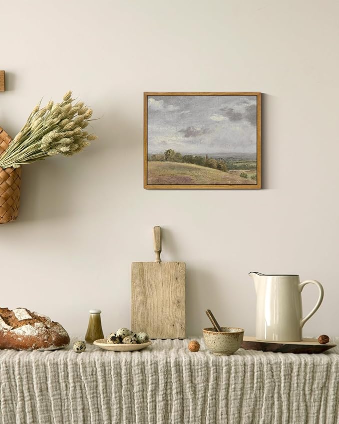 InSimSea Framed Canvas Wall Art Vintage Decor, Landscape Canvas Wall Art, Farmhouse Wall Art for Living Room, Rolling Hills Wall Painting Pictures for Bedroom Wall Decor, 9"x11"