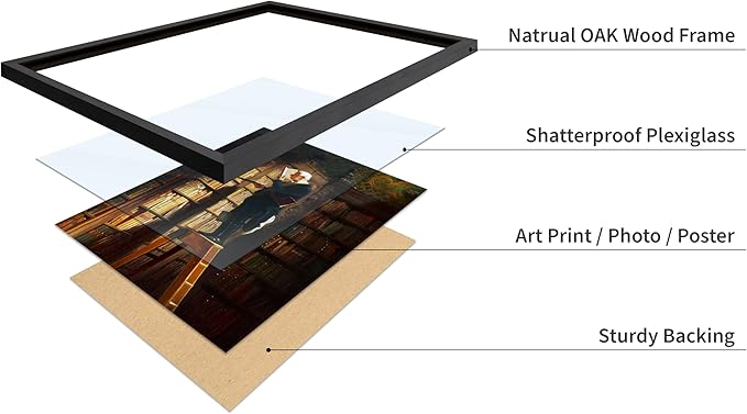 Poster Master Vintage The Bookworm Print - Retro Reading Book Print - Book Lover Art - Library Painting Wall Design - Librarian Art - Great Living Room or Office Wall Decor - 16x20 Black Framed