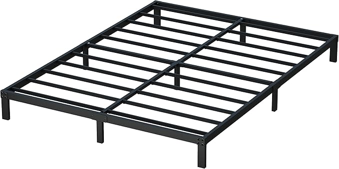 8 Inch Bed Frame Queen Size No Box Spring Needed, Heavy Duty Queen Platform Metal Bed Frame Support Up to 3000 lbs, Easy Assembly, Noise Free, Black