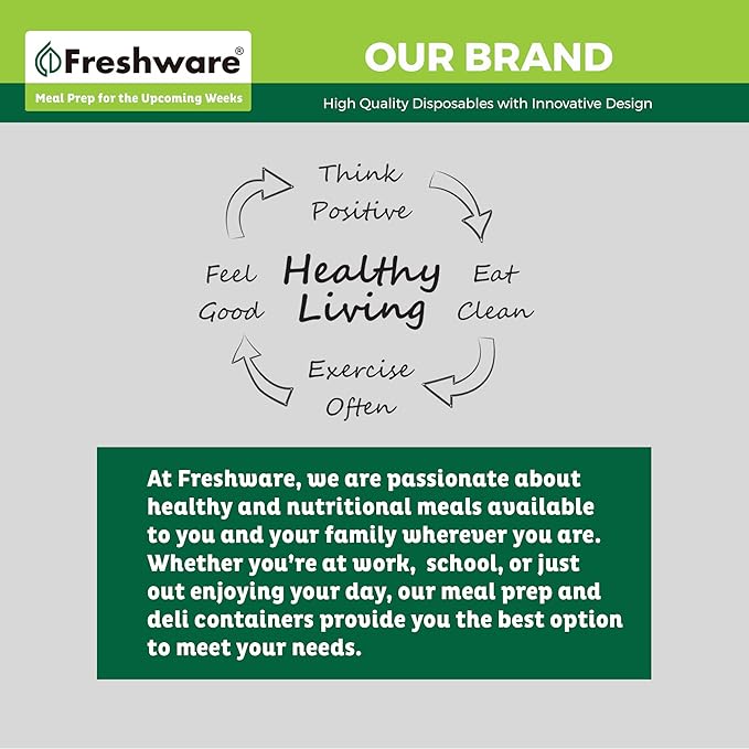 Freshware Food Storage Containers [50 Set] 8 oz Plastic Deli Containers with Lids, Slime, Soup, Meal Prep Containers, BPA Free, Stackable, Leakproof, Microwave, Dishwasher and Freezer Safe