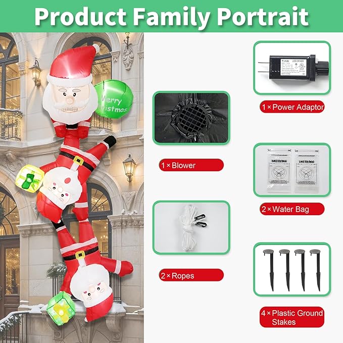 8FT Long Christmas Inflatable Blow up Lighted Yard Decoration Suitable for Christmas Indoor Outdoor Xmas Yard Party Holiday Garden Decor