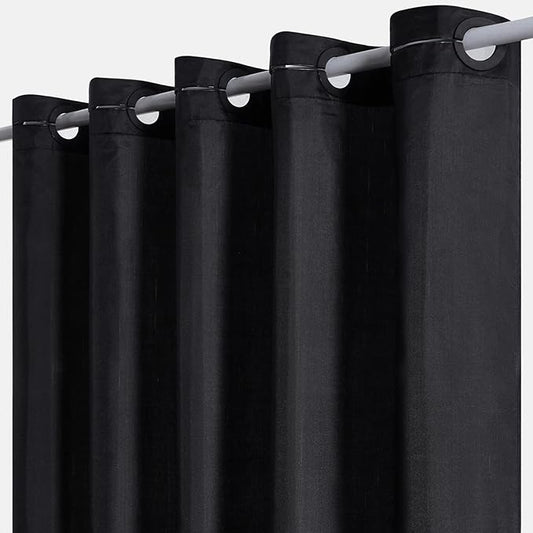Black No Hook Shower Curtain,Polyester Fabric Shower Curtains for Bathroom with 10 Split Grommets,Waterproof & Machine Washable,Modern Hotel Grade,Standard Size,72x72 Inch