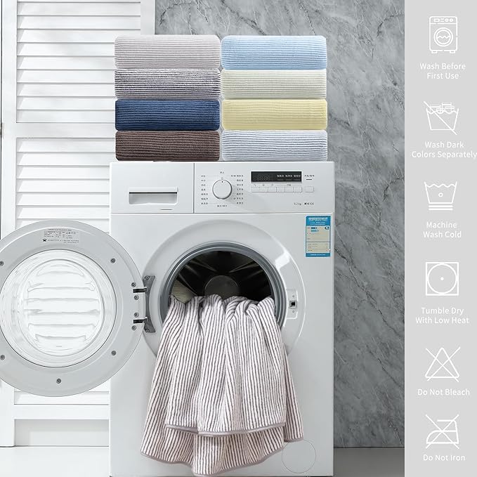 4 Piece Bath Towel Set 35"x70"Oversized Bath Towel for Bathroom Ultra Soft Fluffy Extra Large Bath Sheet Luxury Premium Bathroom Towel Highly Absorbent Quick Dry Shower Towel for Hotel Spa,Brown White