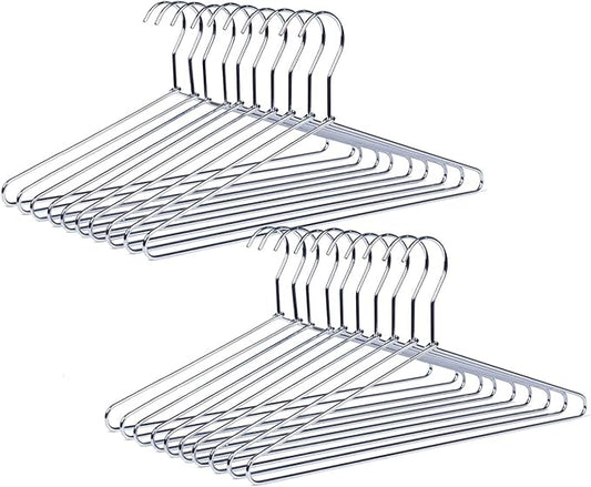 Amber Home 30 Pack Heavy Duty Metal Shirt Coat Hangers, Stainless Steel Clothes Hanger with Polished Chrome, 17 Inch Silver Metal Wire Hanger