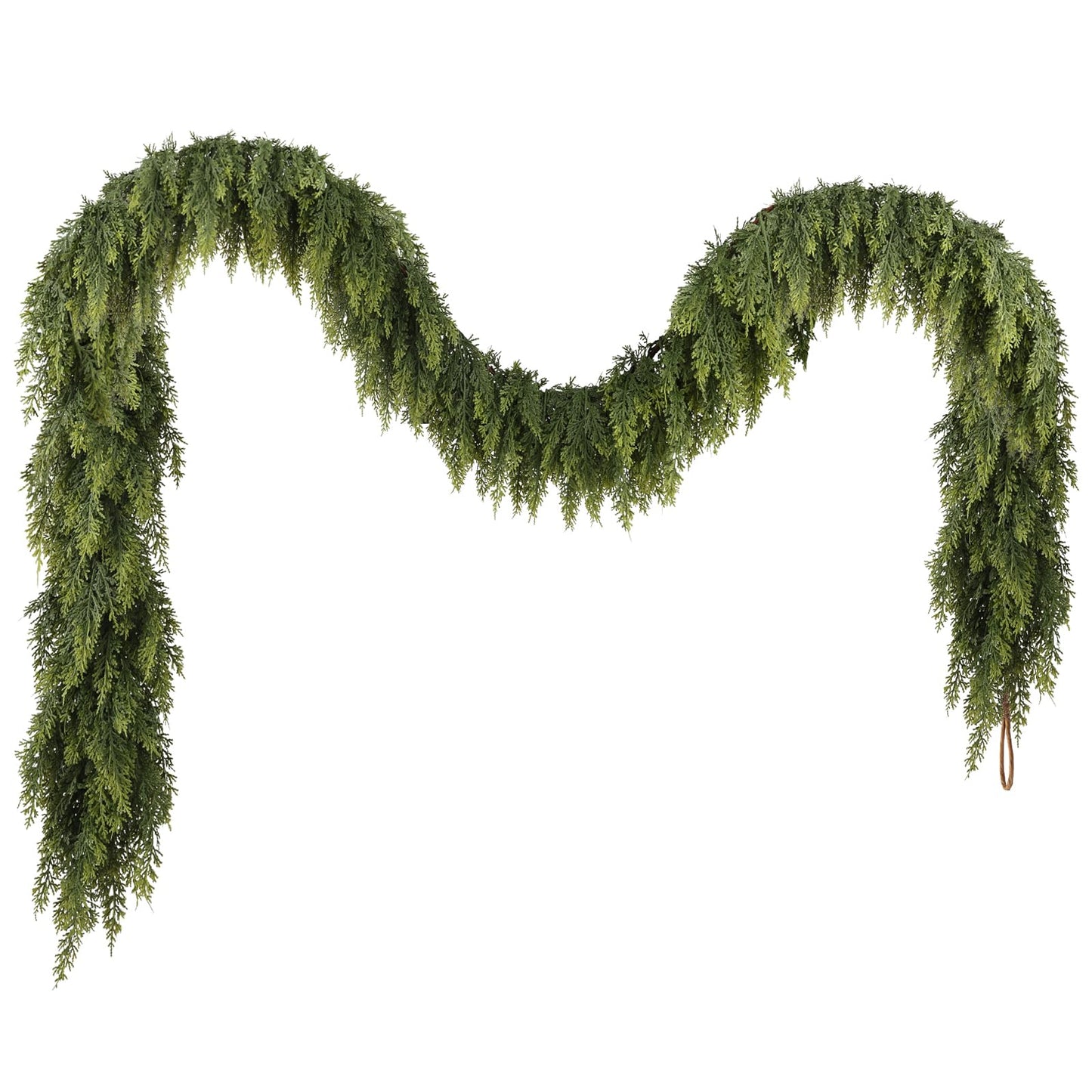 N&T NIETING 9ft Christmas Cedar Garland with Realistic Soft Thickness Pine, Artificial Green Faux Cedar Pine Garland for Fireplace Mantle Fireplace Indoor Outdoor Holiday Party Home Decoration