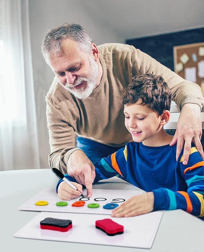 GAMENOTE White Board Dry Erase, Small Magnetic Lined White Board Set, Double Sided Magnet Ruled Lap Boards Whiteboard for Kids and Student Learning, 9x12 Inches (Pack of 24)