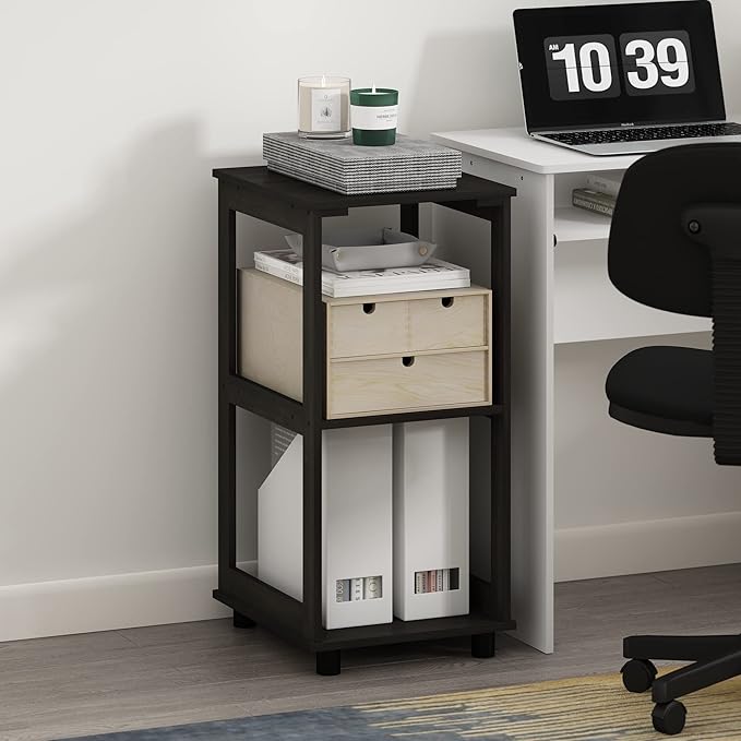 Furinno Romain 2-Tier Tall End Table, Espresso