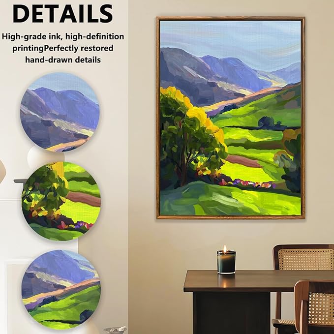 Evanthia Framed Canvas Wall Art Valley of Light Nature Wall Art Nature Wall Decor for Living Room, Bedroom, Office or Farmhouse Style Home 18x24inch（45x60cm）.