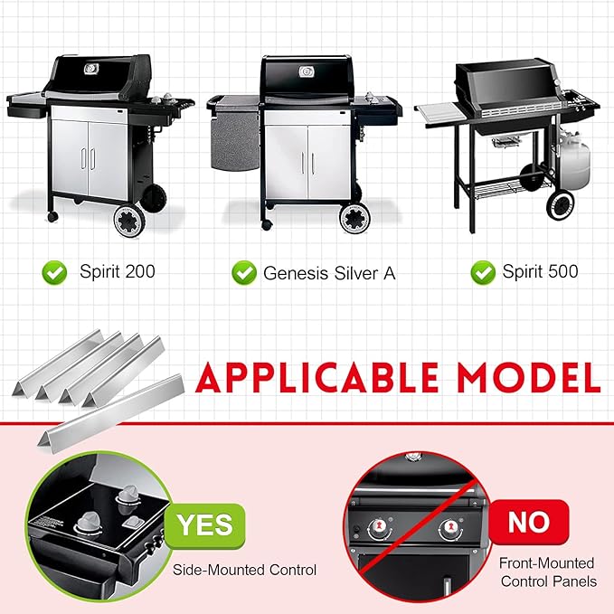 GGC 21" Flavorizer Bars Replacement for Weber 7534 Spirit 200 Series E200 E210 S210 S210 with Side-Controls, Fit for Weber Spirit 500, Genesis Silver A, 5 PCS Stainless Steel Flavor Bars