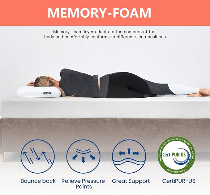 FDW 5 Inch Gel Memory Foam Mattress Medium-Firm Mattress for Pressure Relief & Cooler Sleep Mattress for Kid Adults CertiPUR-US Certified Mattress in a Box, Full