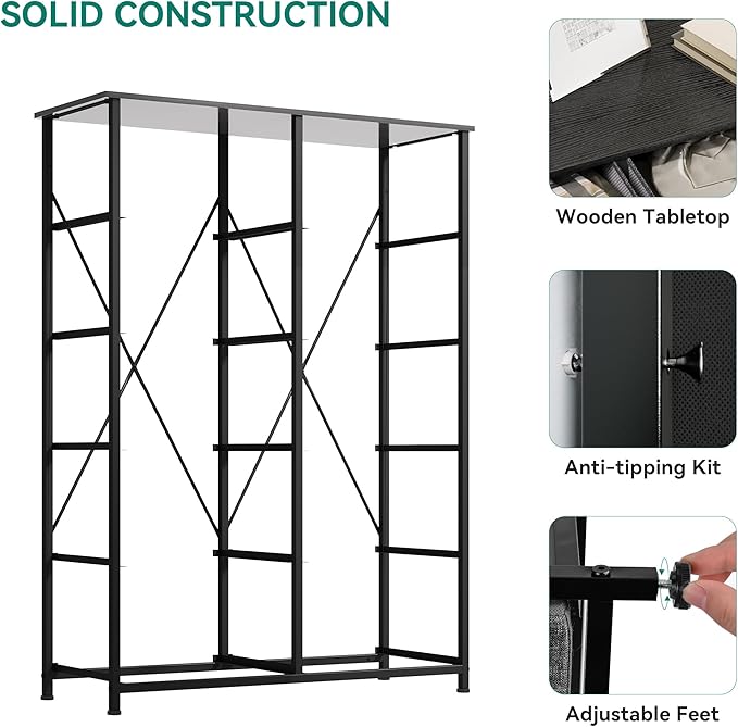 YITAHOME 10-Drawer Fabric Dresser, Furniture Storage Tower Cabinet, Organizer for Bedroom, Living Room, Hallway, Closet, Sturdy Steel Frame, Wooden Top, Easy Pull Fabric Bins(Rustic Brown)