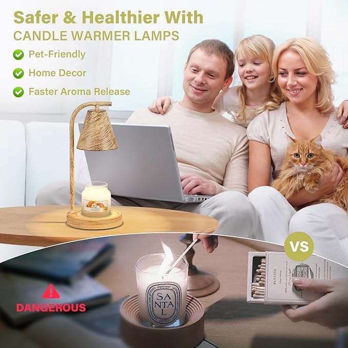 Candle Warmer Lamp with Timer - Electric Dimmer Wax Lamp for Small Jar Scented Wax Melts - Includes 2 Bulbs for Home Decor