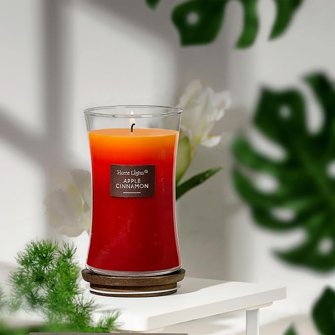 HomeLights 3-Layer Candles for Home Scented, 21.52 OZ Natural Soy Wax Scented Candles Burns Up to 100 Hours, Large Jar, Apple Cinnamon