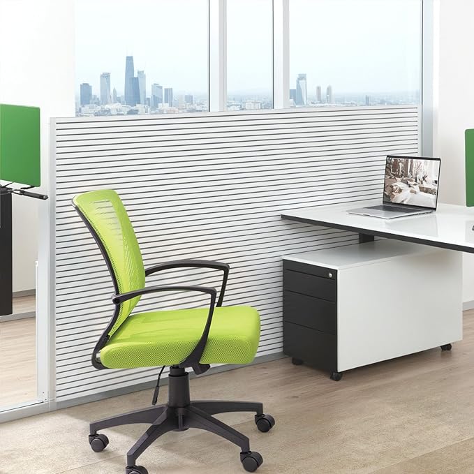 Furmax Office Chair Ergonomic Computer Desk Mesh Chair Mid Back Swivel Lumbar Support with Armrest (1, Cyan)