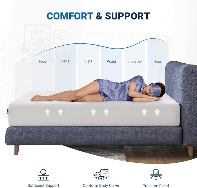 Avenco King Mattress, 10 Inch Bamboo Charcoal King Size Memory Foam Mattress in a Box for Pain Relief & Cooling Sleep, CertiPUR-US Certified King Bed Mattress, White