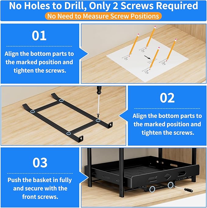 Spice Organization for Cabinet, 2-Tier Cabinet Spice Rack, Height Adjustable Vertical Spice Rack Pull Out for Kitchen, Cabinet, Pantry (14.1''Wx10.8''Dx9.2''H, Metal Black)