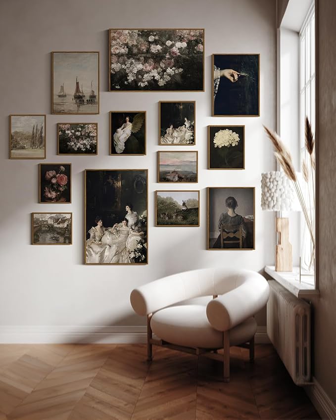 InSimSea Framed Canvas Wall Art Vintage Decor, Home Decor Garden in May Flower Art Aesthetic, Classic Rustic Flowers Wall Decoration for Bedroom Living Room Bathroom Gallery, 9"x11"