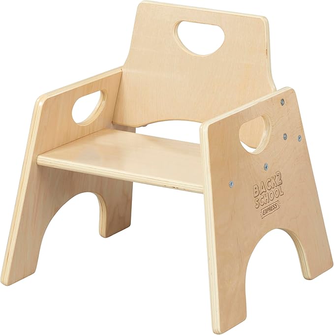 Wooden Toddler Chairs, 8", Stackable Chairs, Natural, 2-Pack