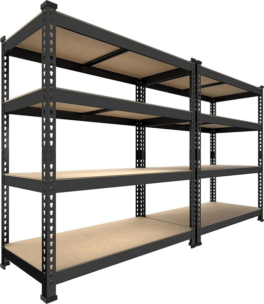 PrimeZone 4 Tier 36" W x 16" D x 55" H Storage Shelves - 2 Pack Adjustable Garage Storage Shelving, Heavy Duty Metal Storage Utility Rack Shelf Unit for Warehouse Pantry Kitchen Closet, Black