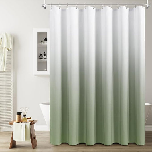 Naturoom Light Sage Shower Curtains for Bathroom,Ombre Cloth Fabric Shower Curtain Set with 12 Hooks Light Sage Bathroom Decor 72 x 72