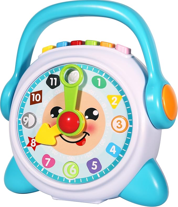 Learning Clock, Learn to Tell Time Clock for Kids & Toddlers Ages 3, 4, 5, 6 Years Old, Educational Teaching Clock Toy with Quiz and Music Sleep Mode, Boy Girl Birthday Present