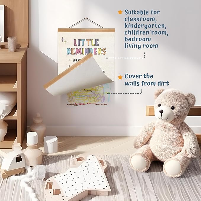 ZTGDA Little Reminders Mental Health Wall Art – Positive Affirmations Poster with Wooden Hanger, Motivational Canvas Sign for Kids Room, Therapy Office, or Classroom Decor, 12x16 Inches (Reminders)