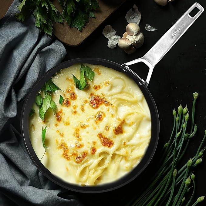 MsMk 3.0 Quart Nonstick Deep Frying with Lid, 9.5 Inch Titanium and Ceramic Nonstick Saute Pan with Lid, Stay Cool Handle, Induction Cookware, Oven & Dishwasher Safe, PFOA PFOS APEO Free