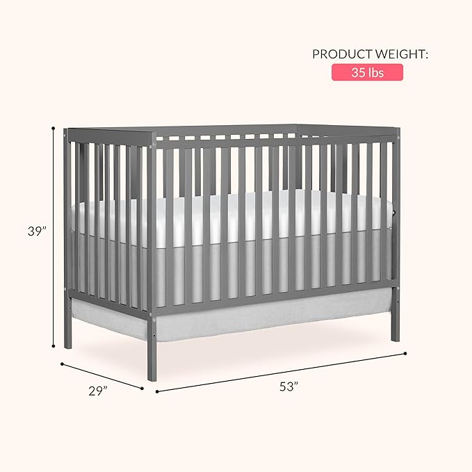 Dream On Me Synergy 5-in-1 Convertible Crib in Steel Grey, Greenguard Gold Certified