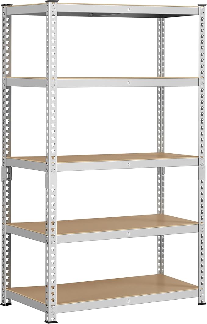 Yaheetech Storage Shelves 5 Tier Garage Shelving Heavy Duty Garage Shelves Adjustable Metal Shelving Unit Utility Rack Industrial Shelving for Warehouse Pantry Closet, 35.5″W × 17.5″D × 72″H, Silver