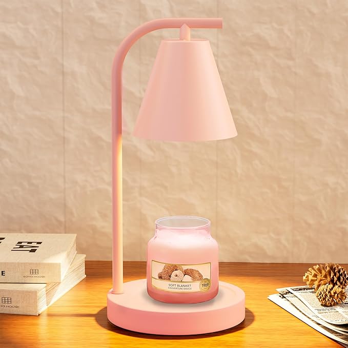 Pink Candle Warmer, Candle Warmer Lamp with Timer，Electric Candle Lamp Warmer for Scented Wax with 2 Bulbs，House Warming Gifts New Home&Gifts for Women, Candle Lamp for Jar Candles