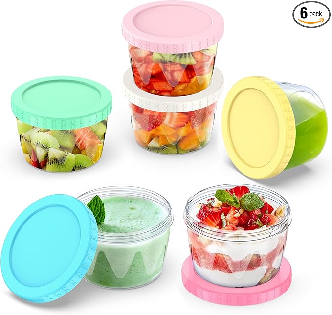 Freezer Storage Containers 6 Pack-16 Oz Deli Containers with Lids BPA Free Microwave and Dishwasher Safe,Food Storage Containers with Lids,Soup Containers for Oats/Salad