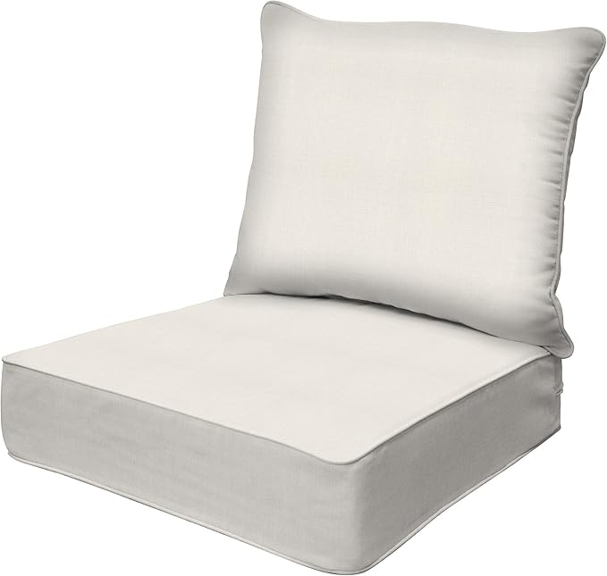 Honeycomb Outdoor Deep Seat, 24 x 23, Textured Solid Bone Chair Cushion for Patio Furniture