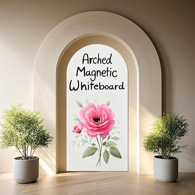 Magnetic Whiteboard Wall Arch Decal 40" x 17.3" Adhesive Dry Erase White Board Sticker with 36 Magnetic Letter for Kid Removable Contact Paper Peel and Stick Whiteboard Wallpaper Roll